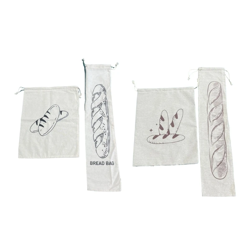 Stylish Linen Drawstring Bag for Bread and Fruits Convenient Bread Storage Bags