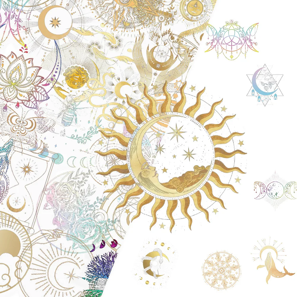 50CS Golden Celestial Body Aesthetics PET Transparente Aufkleber Graffiti Telefon Gitarre Laptop Koffer Wasserdichter Aufkleber Kinderspielzeug