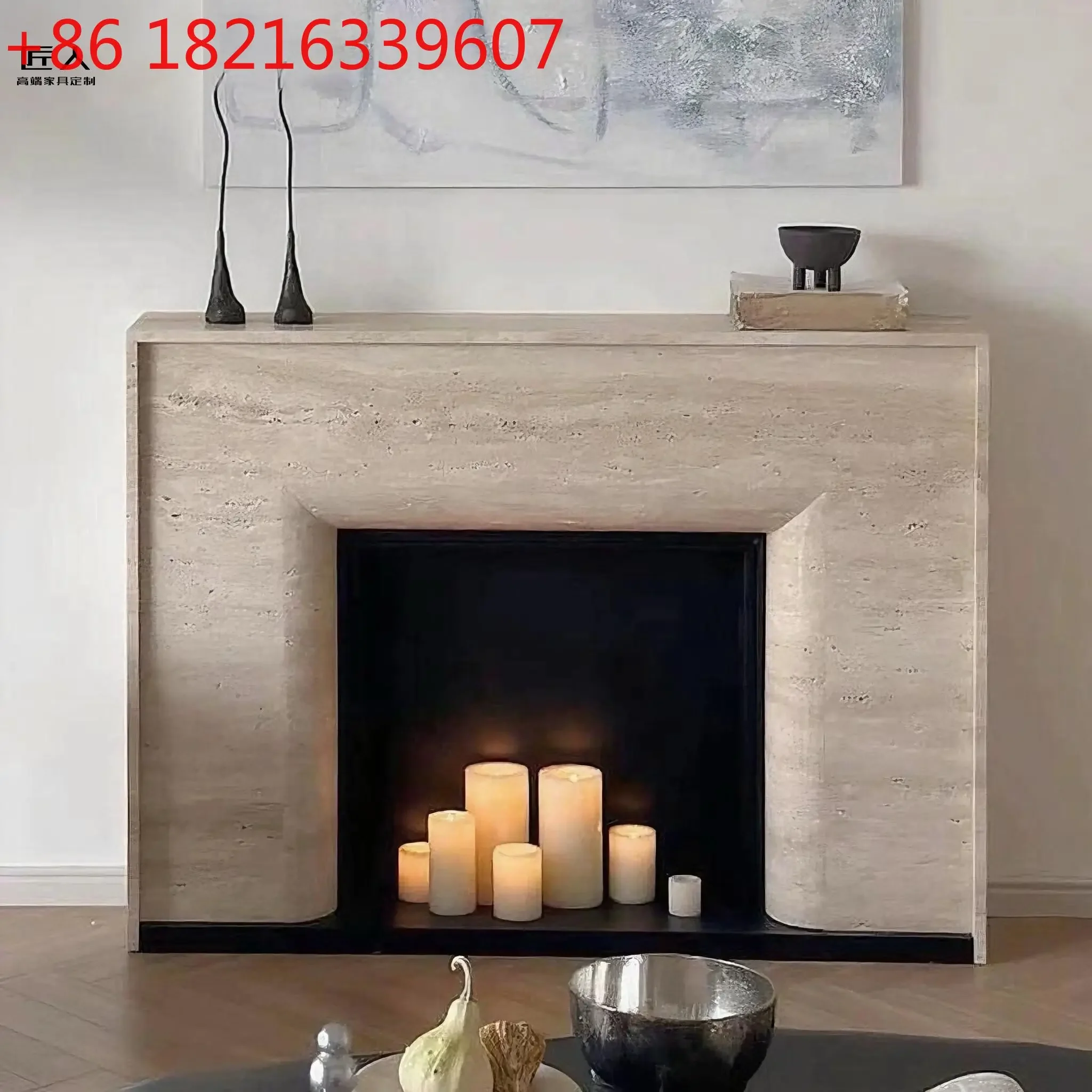 TAO  Modern simple imitation marble fireplace cabinet surprised by the dead wind living room decorative fireplace frame Nordic