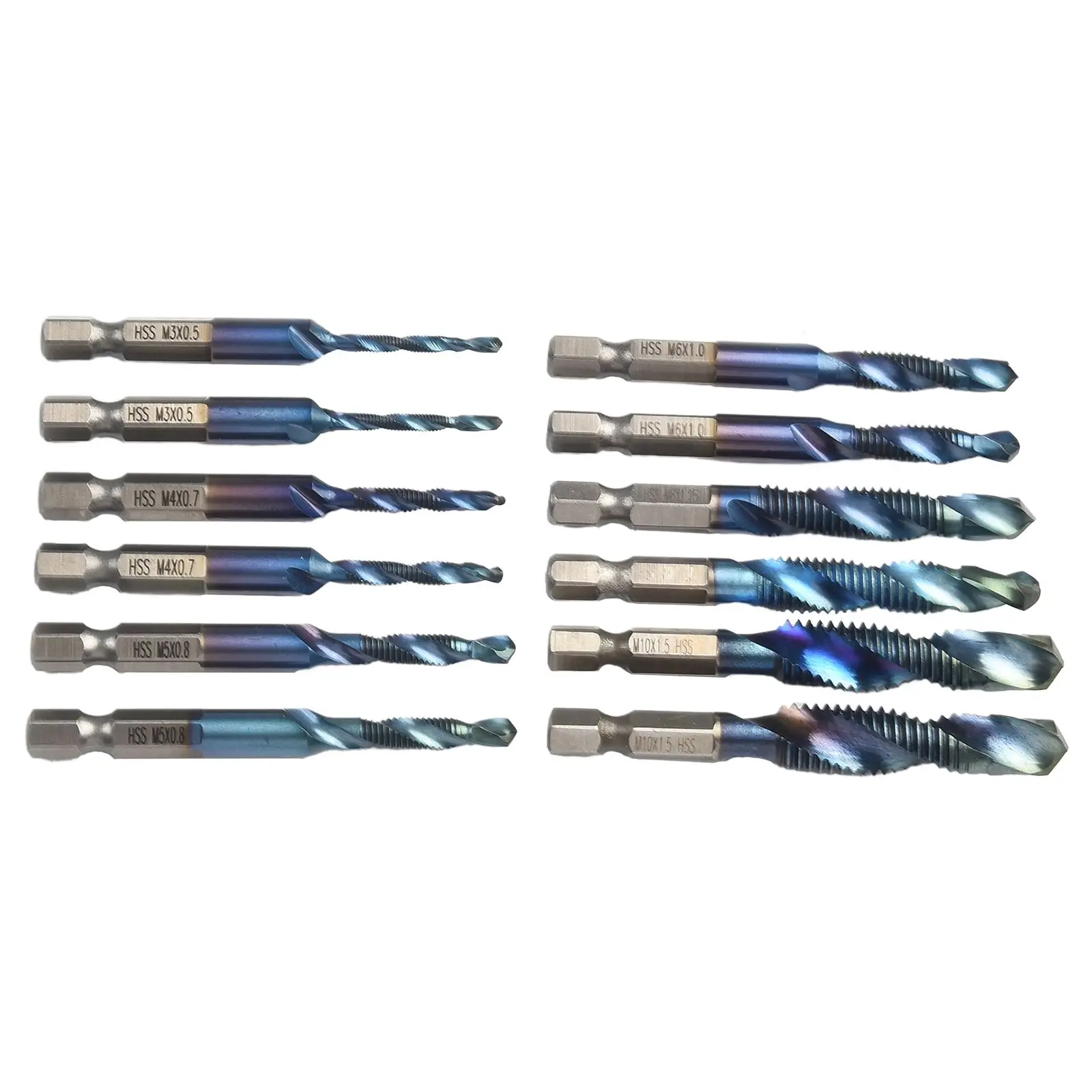 Composite Drill Bit Taps Drill Bit Hex Shank Drill Efficient Hex Shank Drill Bits Set with Wide Spiral Groove 12PCS