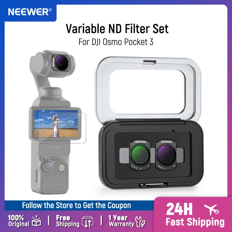 NEEWER Variable ND Filter Set ND2-32 & ND64-512 Neutral Density Action Camera Lens Filter Accessories for DJI Osmo Pocket 3 ﻿