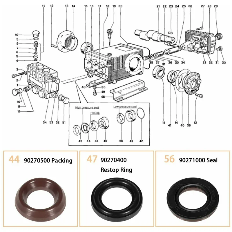 YMT General Pump Kit K69 Packing Kit with Restop Ring 9pcs for 20mm Pressure Washer Pump T,TS ,W,WS Series More (9 Pcs/Set)