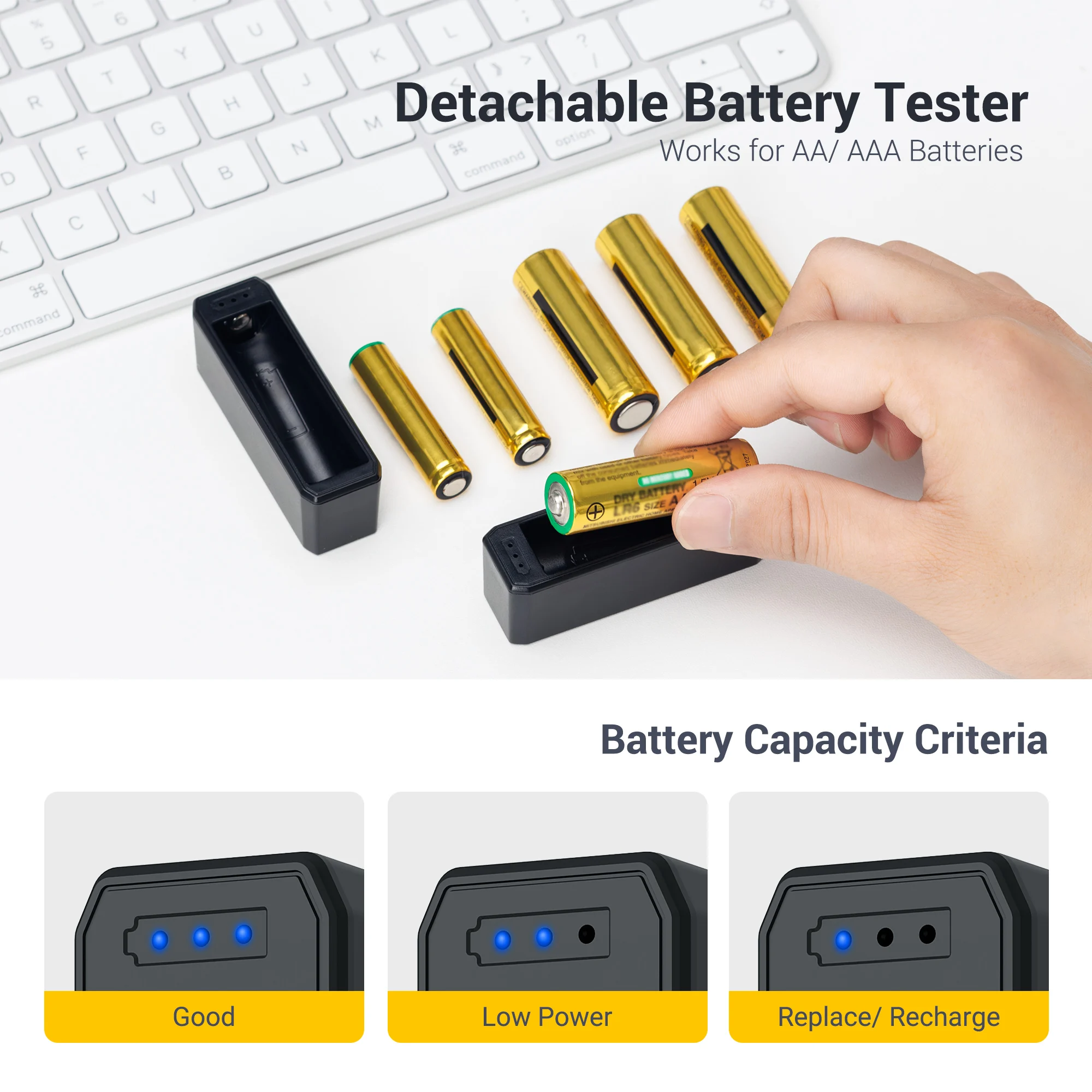 AA AAA Battery Case Holder for 30 Double A Battery and 18 Triple A Battery with Removable Battery Tester IP67 Water-Resistant