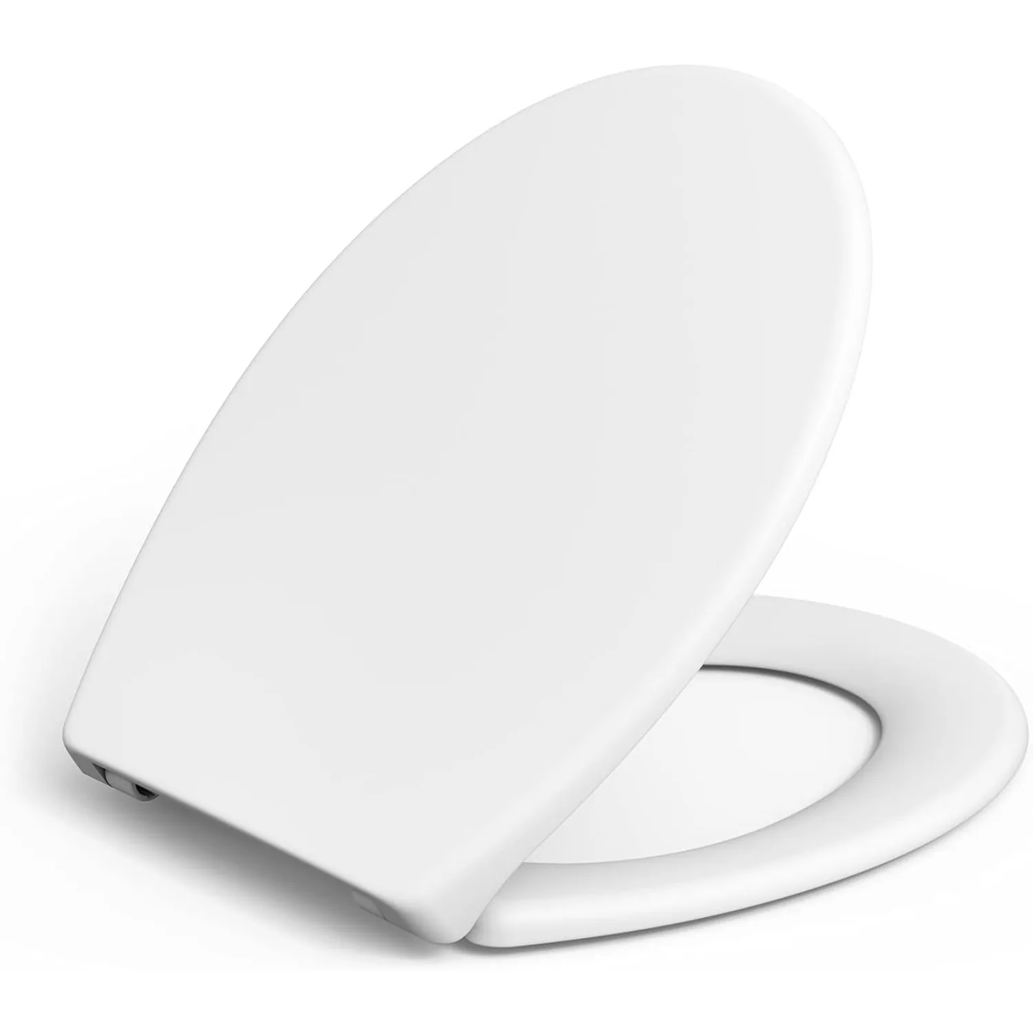 Toilettensitz mit Soft-Close-Mechanismus, Toilettendeckel mit Schnellverschluss-Funktion, Toilettensitz löst sich nie, leicht zu reinigen, O-Form, weiß