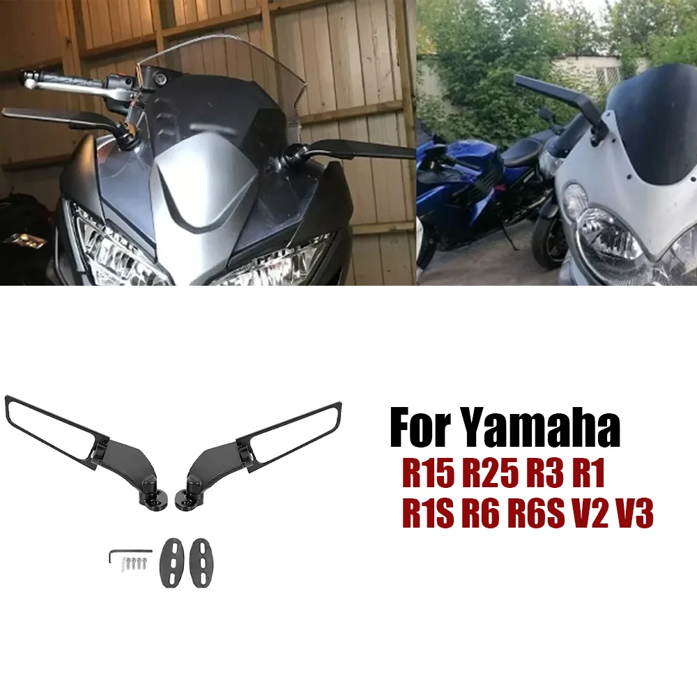 

Black Motorcycle Mirrors Modified Wind Wing Rotating Rearview Mirror For Yamaha R15 R25 R3 R1 R1S R6 R6S V2 V3