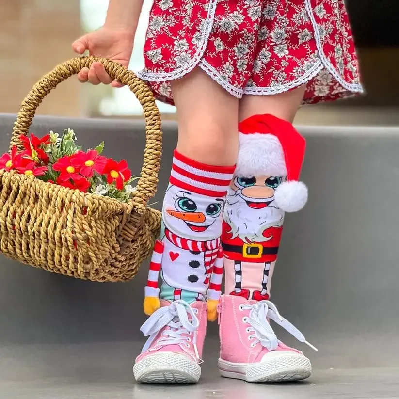 Christmas Cartoon Stockings 3D Santa Claus Stocks Clear Print Anti-shrink Xmas Sock Home Party Favors Crazy Stockings for Girl