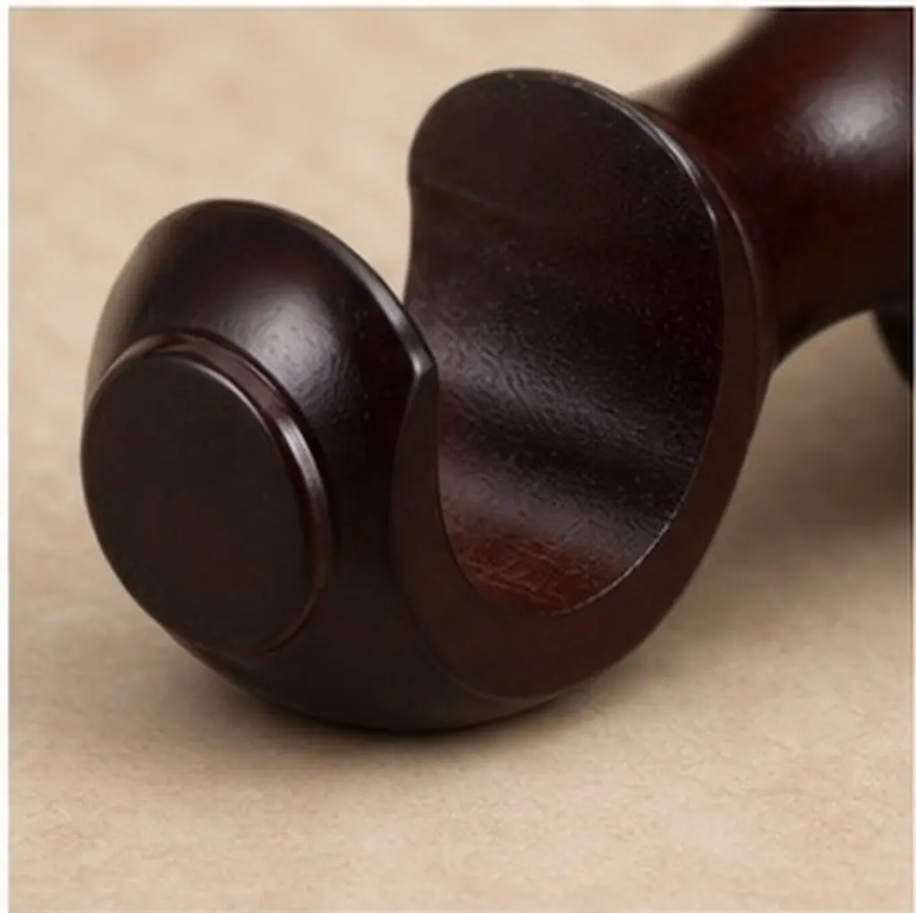 2Pcs Wood Curtain Rod Bracket Set Decorative Drapery Rod Supports Brown for Window Treatment Living Room Bedroom Kitchen