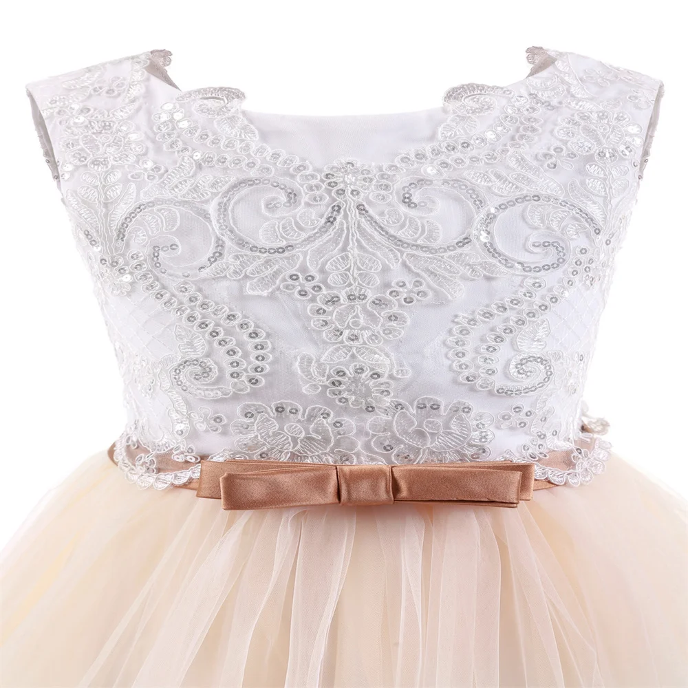 Semplice Fluffy Flower Girl abiti Tulle pizzo Applique prima comunione compleanno matrimonio palla festa celebrazione personalizzata