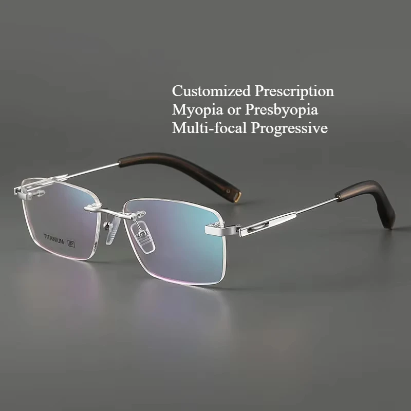 customized-prescription-glasses-men-titanium-frame-rimless-photochromic-anti-blue-light-myopia-hyperopia-lenses-80148