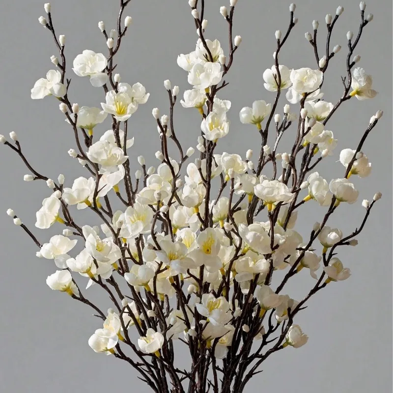 21.65 بوصة زهر البرقوق الأبيض الاصطناعي زهرة صناعية صغيرة Wintersweet لترتيب ديكور المنزل على الطراز الصيني