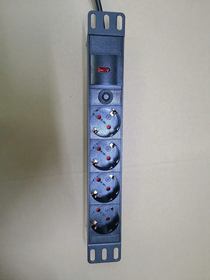 Factory Supply OEM EU 16A 250V 1U 4 Ports Germany Standard Outlets Sockets Server Mount PDU