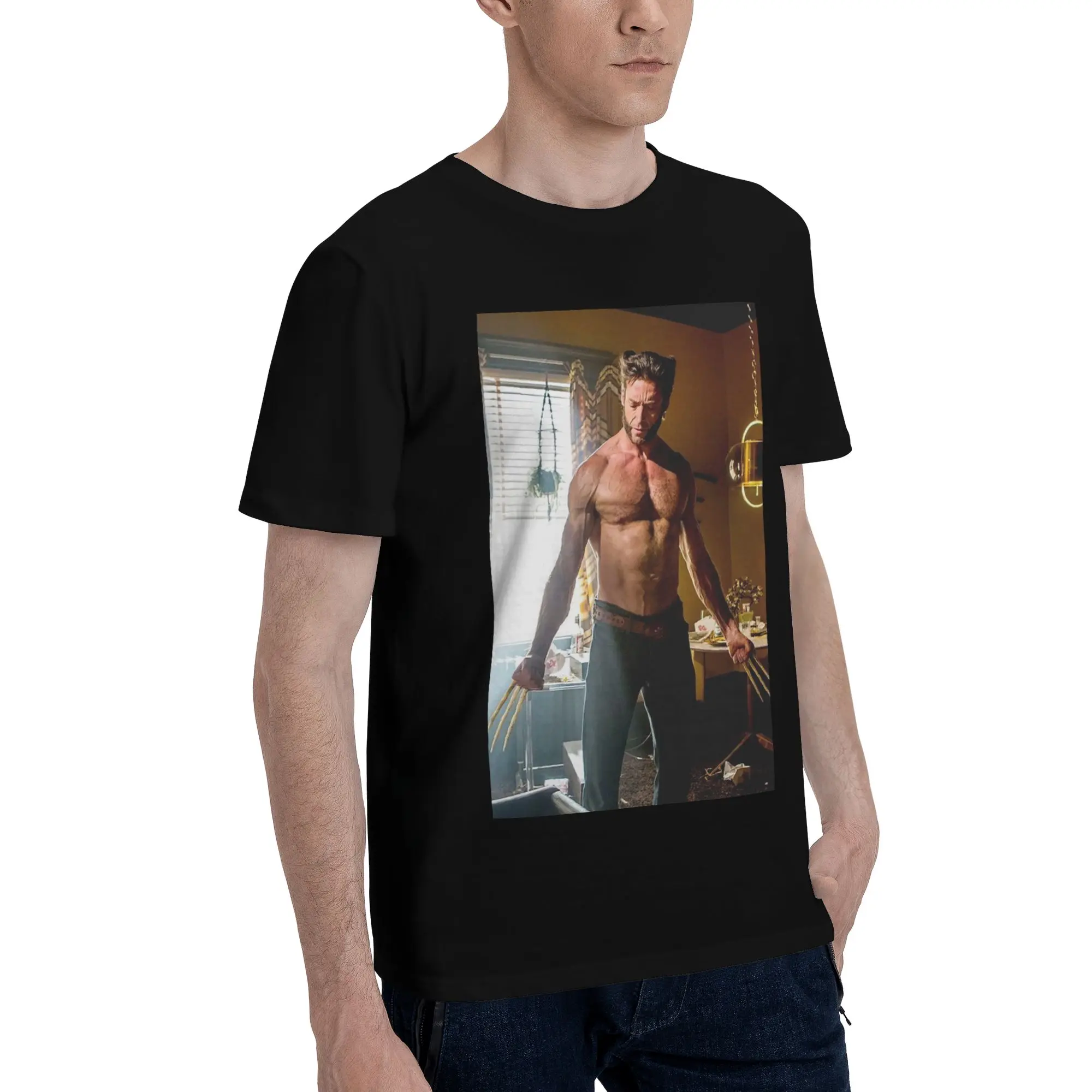 

Hugh Jackman Men T-Shirt Plus Size T Shirts Men's Round Neck Cotton Tees Short Summer Male