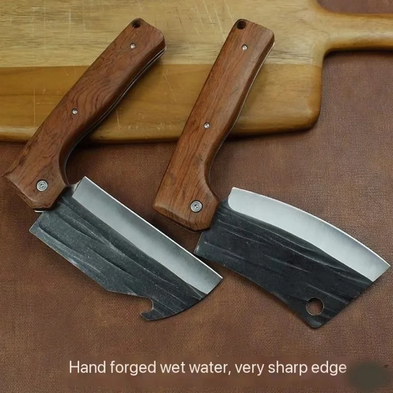 Folding kitchen knife, hand-forged fruit knife by the old master, camping, cutting meat and vegetables, portable knife is conven