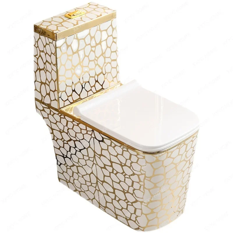 Water Cube Golden Toilet Household Ceramic Color Creative Water-Saving Siphon Deodorant European Style