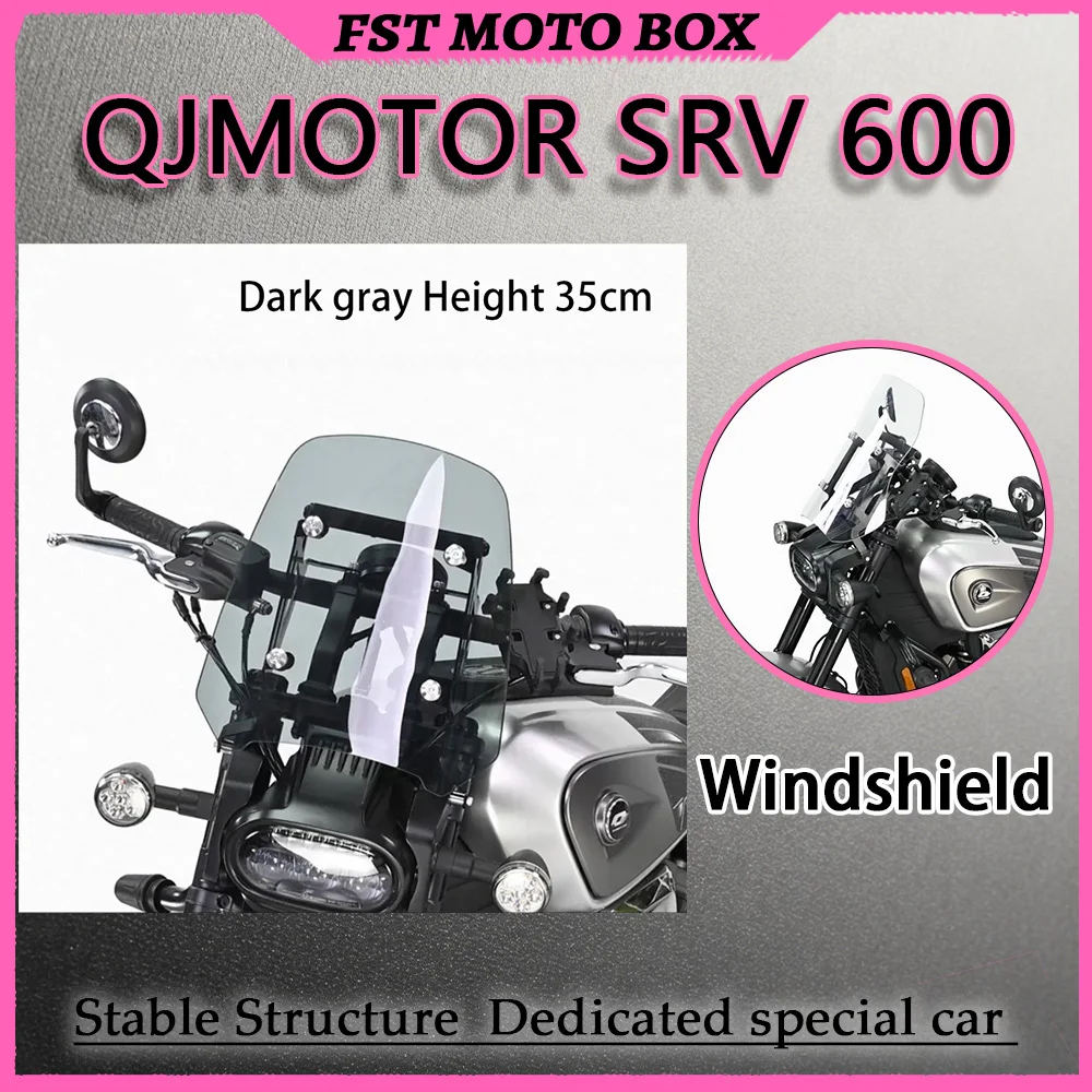 FOR QJMOTOR SRV600 -Weather Windshield Mod Elevated Wind Block Panel Solid Mount Grab Rail Waterproof Tempered Rubber Accessory