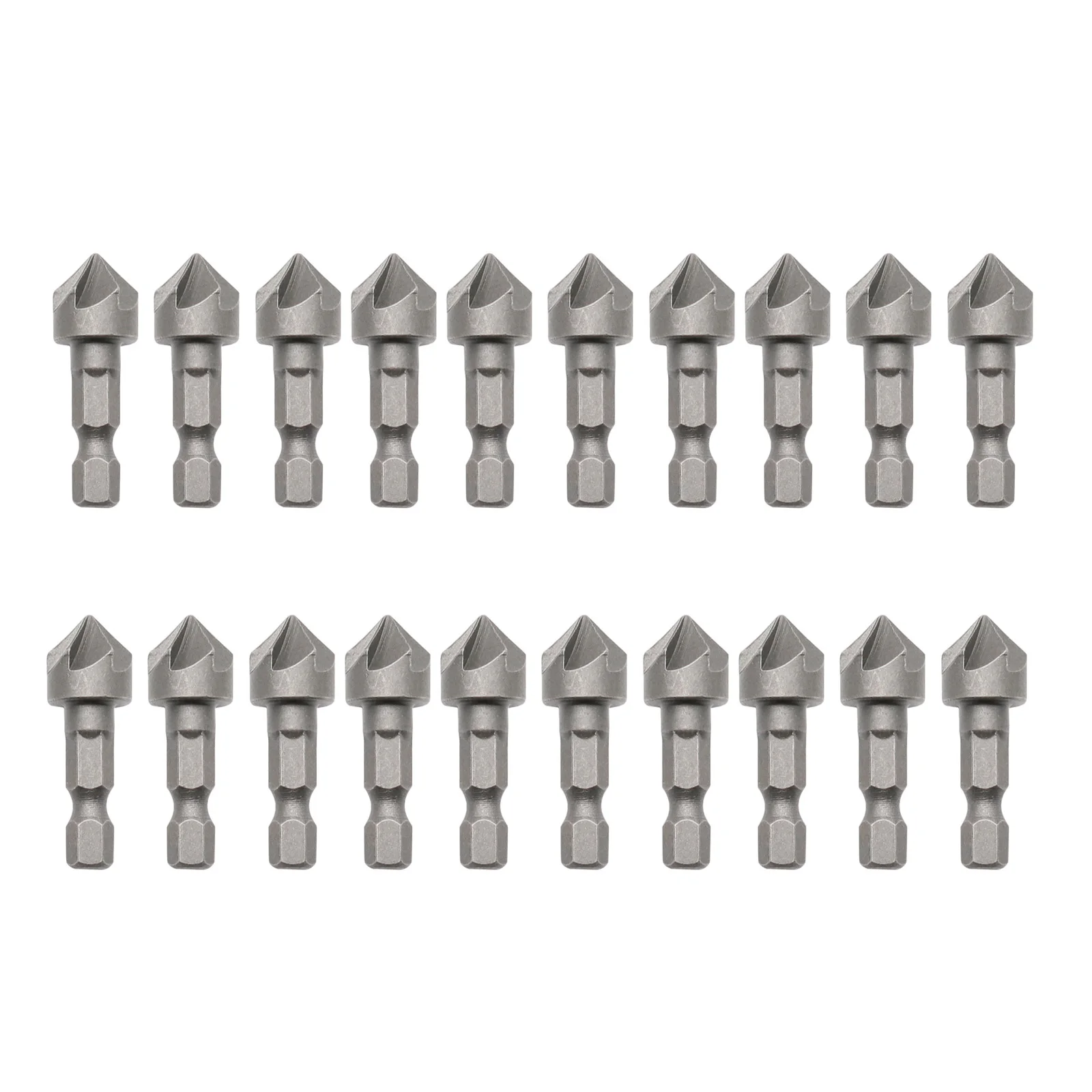20Pcs 90 Degrees 6-Flute Countersink Drill Chamfer Bit 1/4
