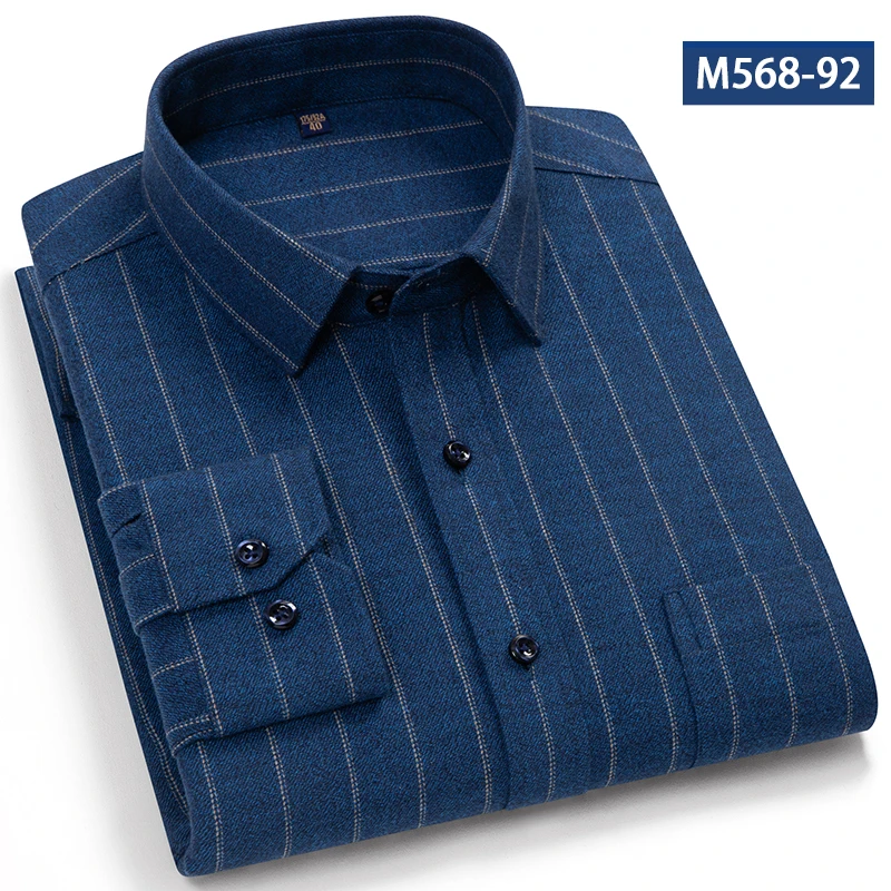 Men's Cotton Brushed Shirt Soft Plaid Long Sleeve Classic Check Shirt Warm Comfortable Lumberjack Shirt for Autumng Men Clothing