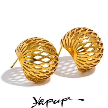 Yhpup Edelstahl Geometrische Hohle Runde Ohrringe Verhindern Allergie Gold Silber Farbe Aussage Täglich Stilvolle Schmuck Frauen