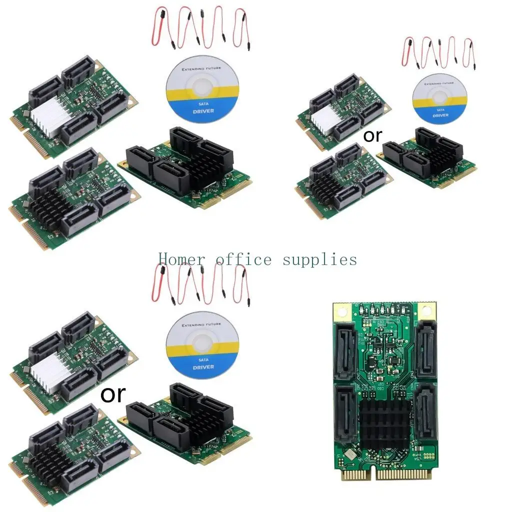 

K43B Mini PCI для Express To 4 Port SATA3/6G Card 88se9215 Контроллер