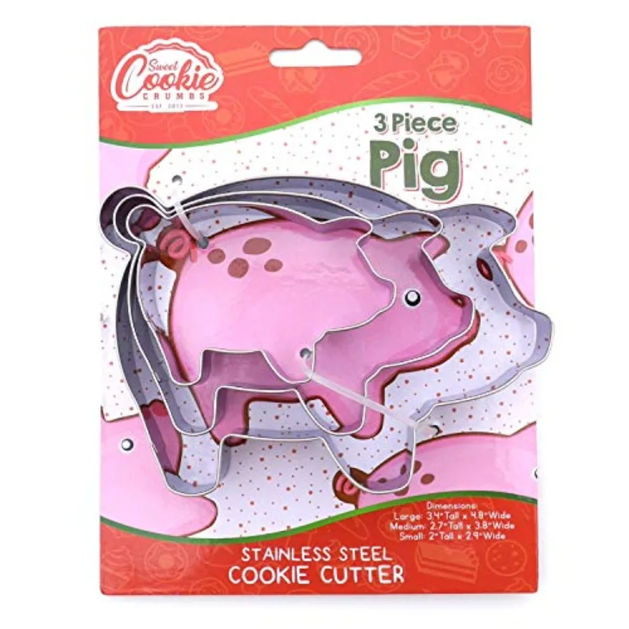 

Pig Ce Cutter Set Sharp and Stainless Steel Cng Utensils A Fun Fit for Sandwiches Paakes Fruits and Crafts Dishwasher-Safe 3-Pi