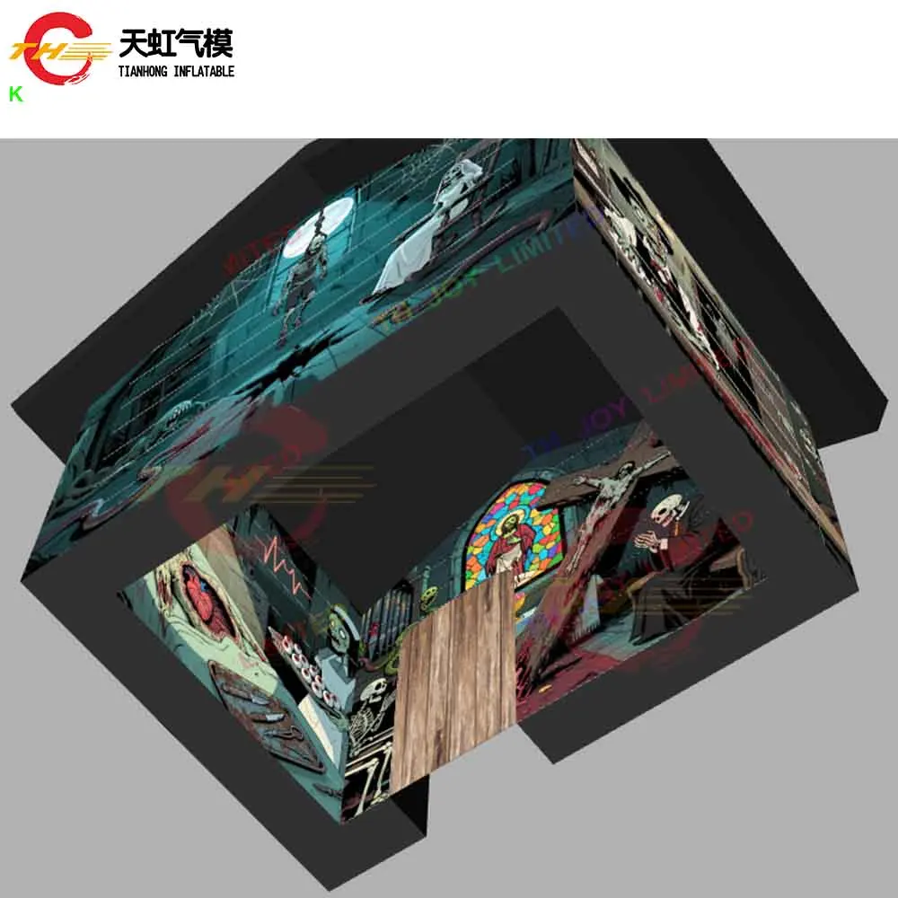 Customized 4x3m Inflatable Halloween Haunted House Tent Portable Inflatable Halloween Maze Tent for Carnival Party Rental