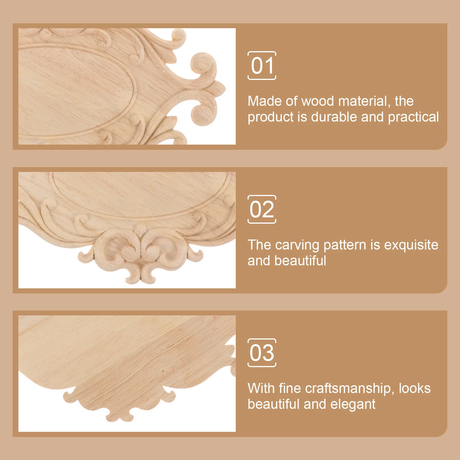 2 stuks hout gesneden applique deur hart ontwerp natuurlijke onlay voor meubelen decor dressoir kast bed diy ambachtelijke ongeverfd frame