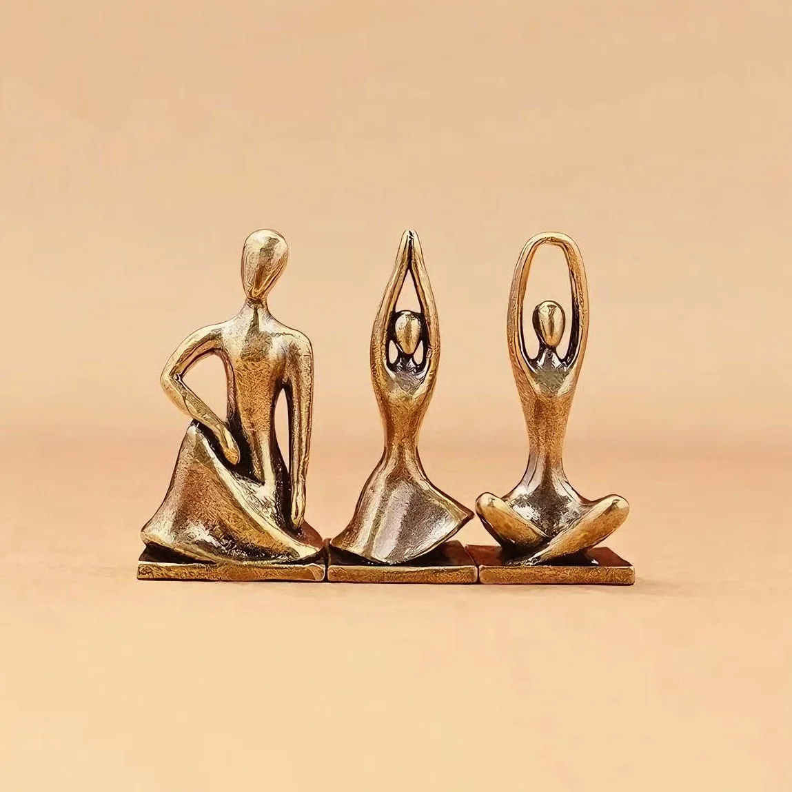 Brass Yoga Girl Statue Home Decor Figure Ornament Nordic Luxury Living Room Abstract Character Ornament