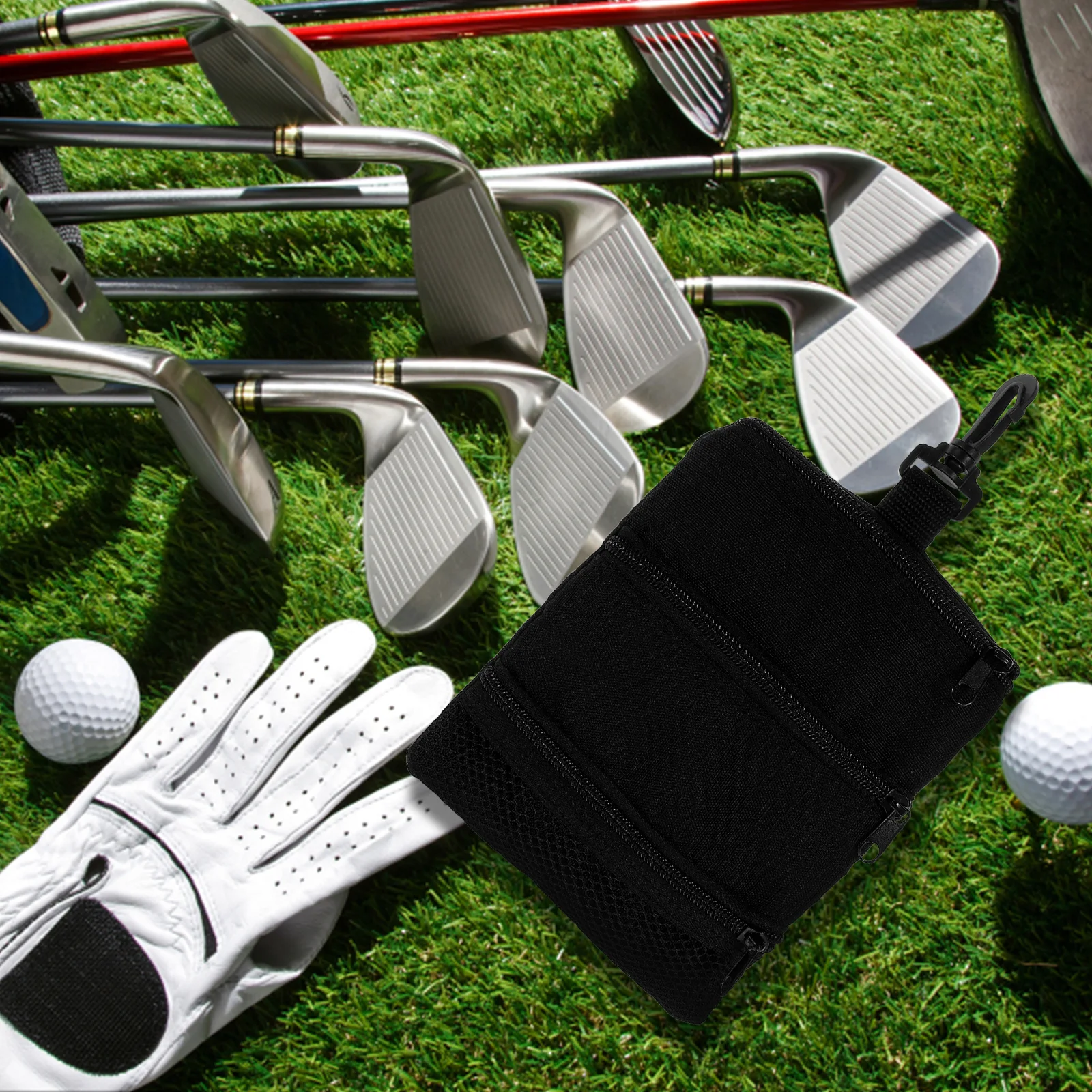

2pcs Golf Trunk Organizer Storage Bag Black Balls Kit Bag Pouch Accessories Reusable Durable Zipper Mountaineering