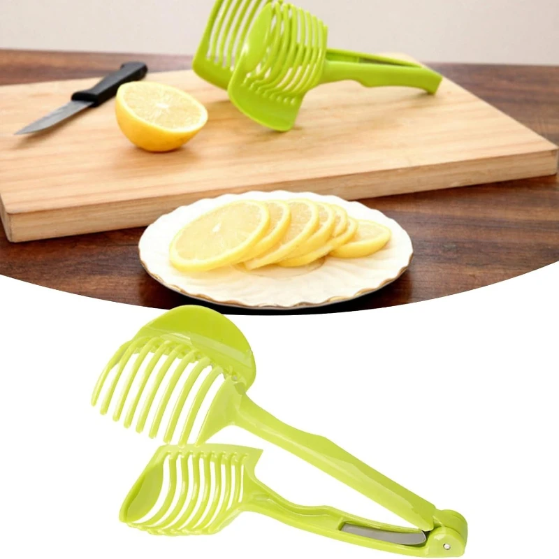 Non-Slip Tomato Slicer Guide Fruit Slicing Holder Handheld Vegetable Cutter Guard for Even Slices Kitchen Safety Tools Gadgets