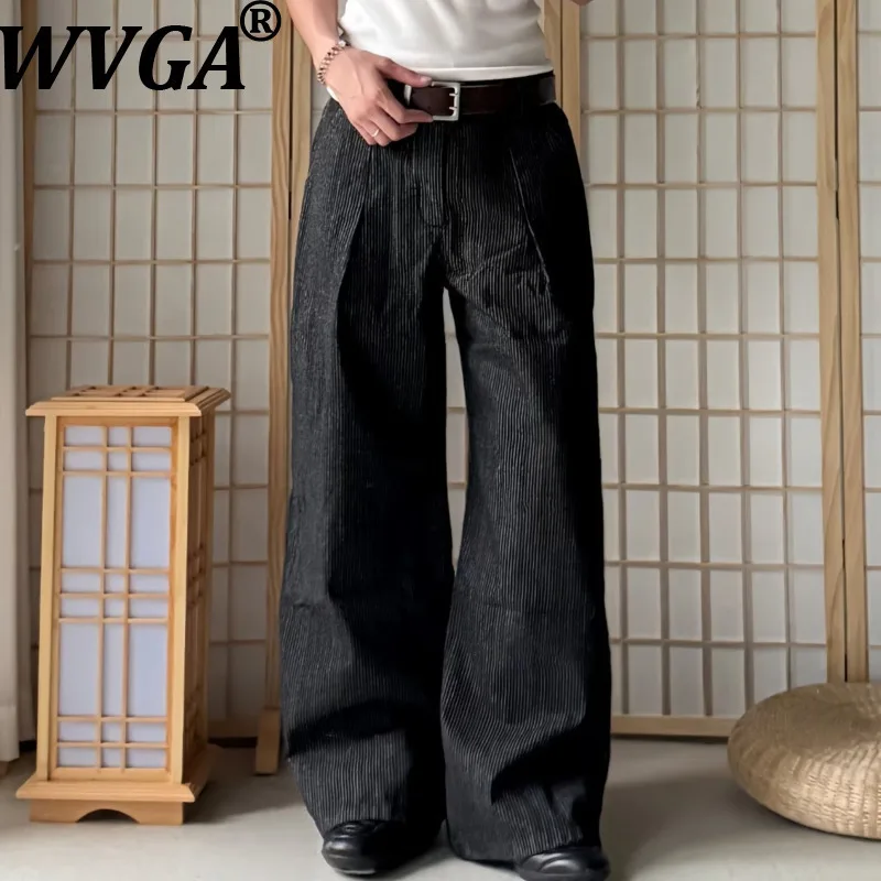 

WVGA весна осень новые мужские модные плиссированные брюки в полоску в стиле хип-хоп прямые нишевые шикарные повседневные уличные брюки полной длины W14788