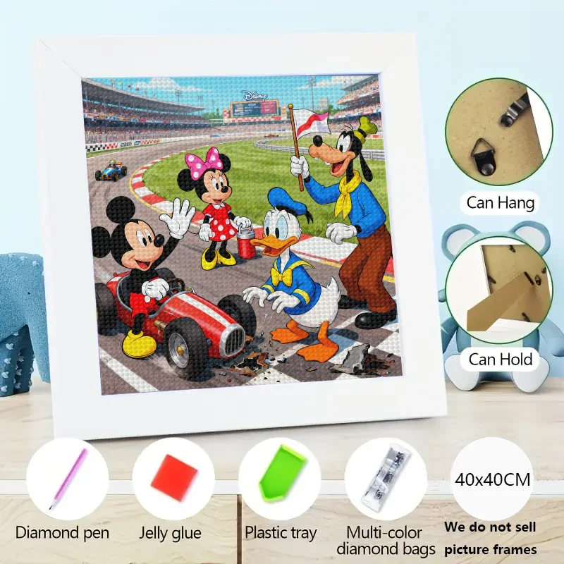

1 шт. 5D DIY комплект алмазной живописи, мультфильм Диснея Микки Маус Дональд Дак Гуфи Минни гоночная трасса сцена полная дрель горный хрусталь Emb