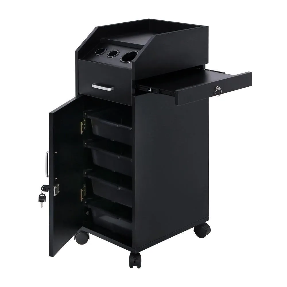 

Salon Beauty Hairdressing Cart Storage Trolley, w/ 4 Drawers Lockable Barber SPA