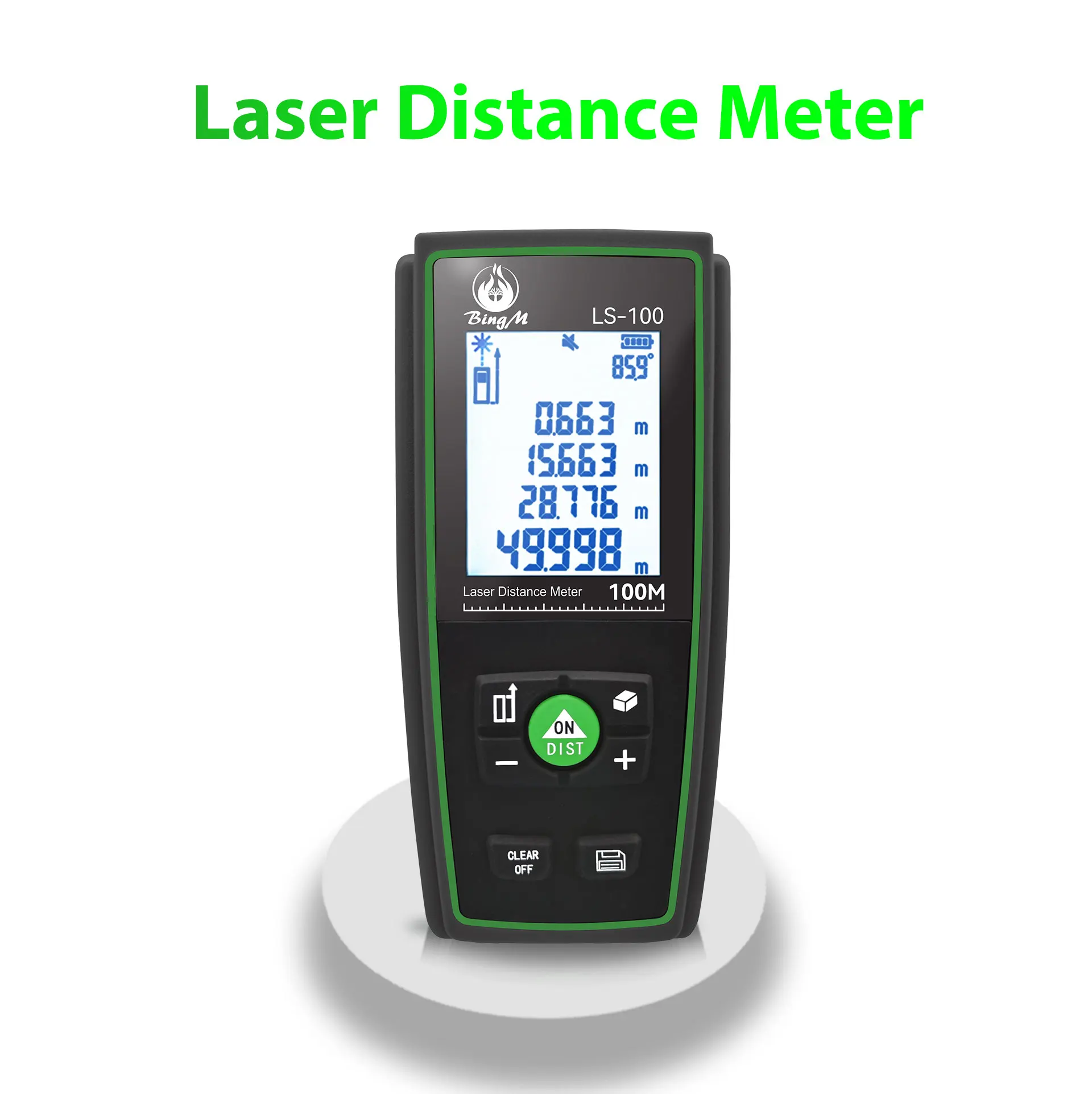 مقياس مسافات ليزر صناعي مدمج بطول 120 مترًا يعمل بالبطارية IP54 مقاوم للماء مع شاشة LCD وتكبير 6X للاستخدام الخارجي