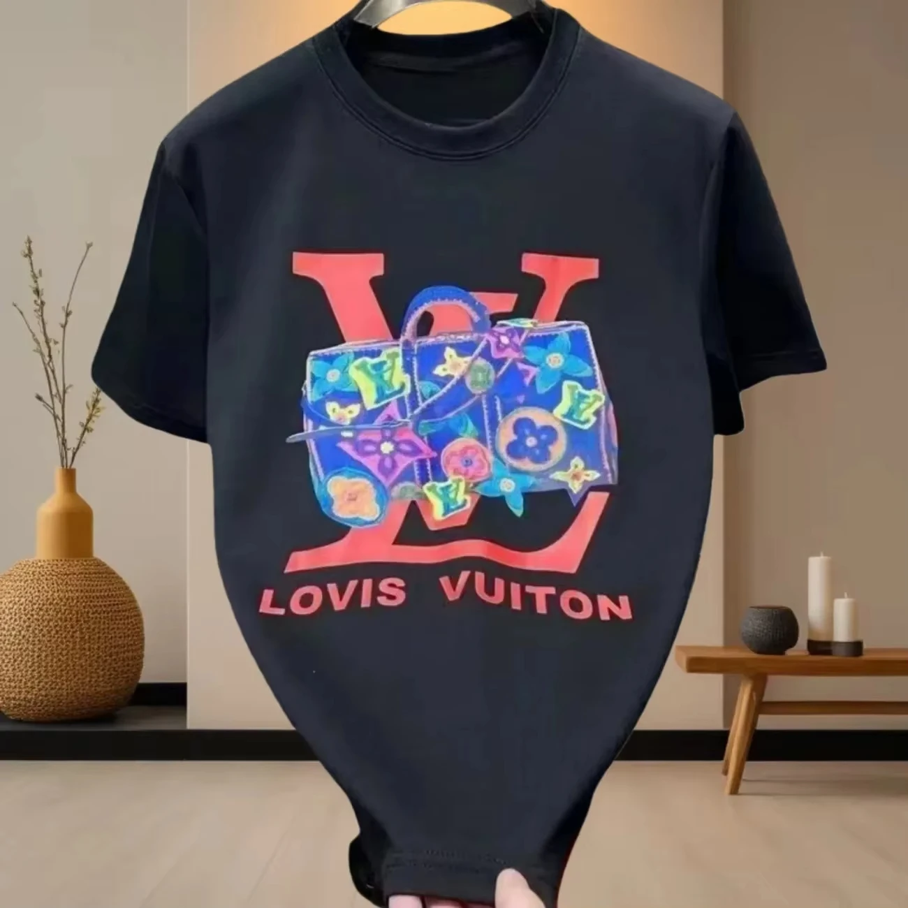 

New Fashion Brand Cotton Short-sleeved T-shirt 2026 Popular Print Style Plus-size Men and Women with The Same Loose Slim Top