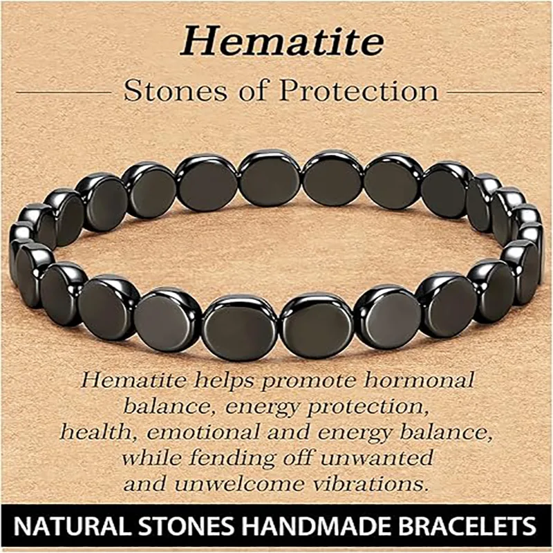 Valentines Day Gifts Hematite Bracelet for Men Natural Stones Reignites Masculine Energy Healing Bracelets Brithday Gifts