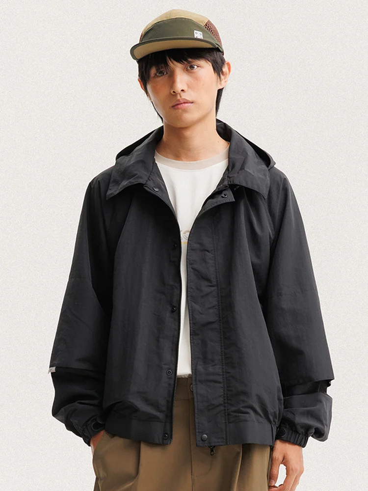 

Bla Armada Lightweight Outdoor Jaet 2025 Autumn Loose Fit Windproof Water Repellent Men's Casual Sle Hooded Coat