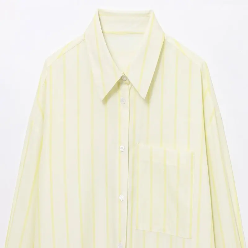 

Faionable Striped Print Loose Long Sve irt Women's Spring Summer New Arrival Versatile Casual Classic Sle Clothing