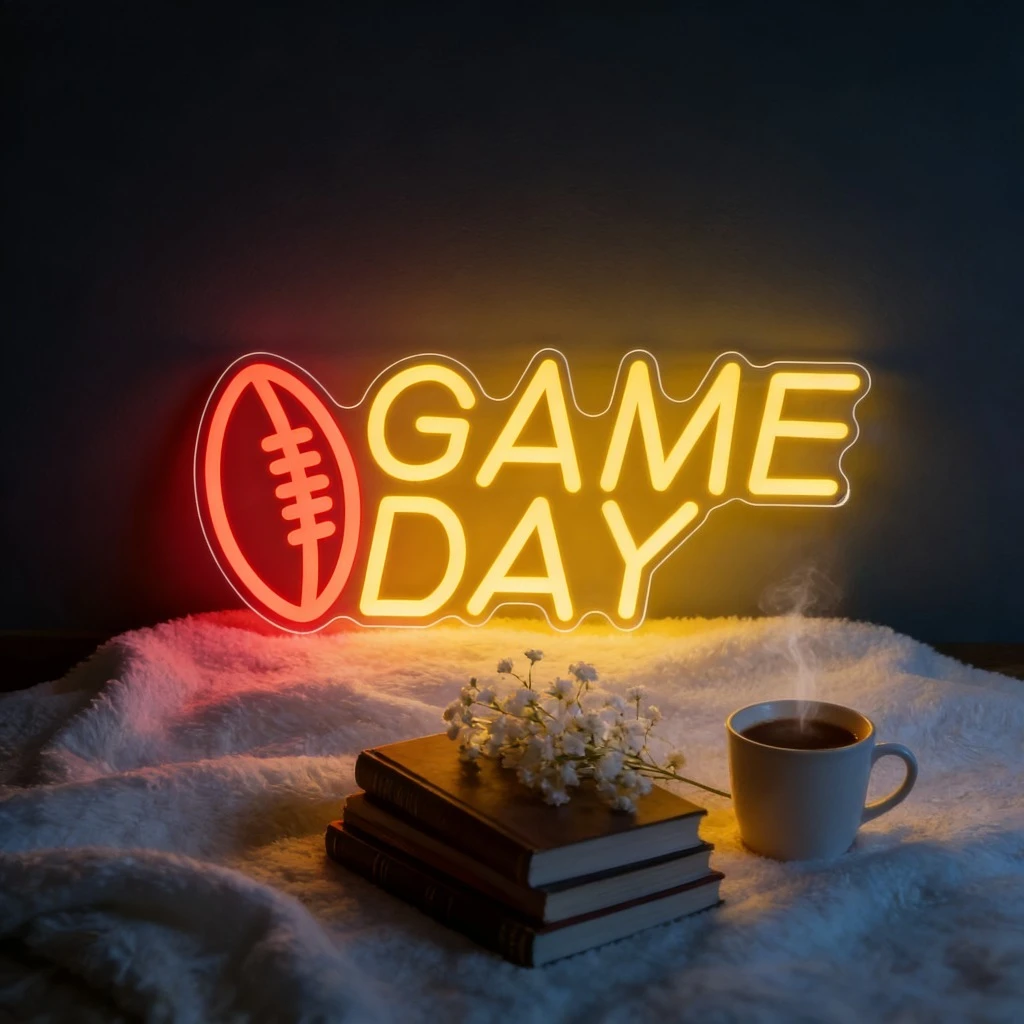 

Неоновая вывеска GAME DAY с USB-питанием, регулируемая по яркости, светодиодная неоновая вывеска для декора стен в спальне, игровой комнате, гостиной, подарки на день рождения и вечеринки