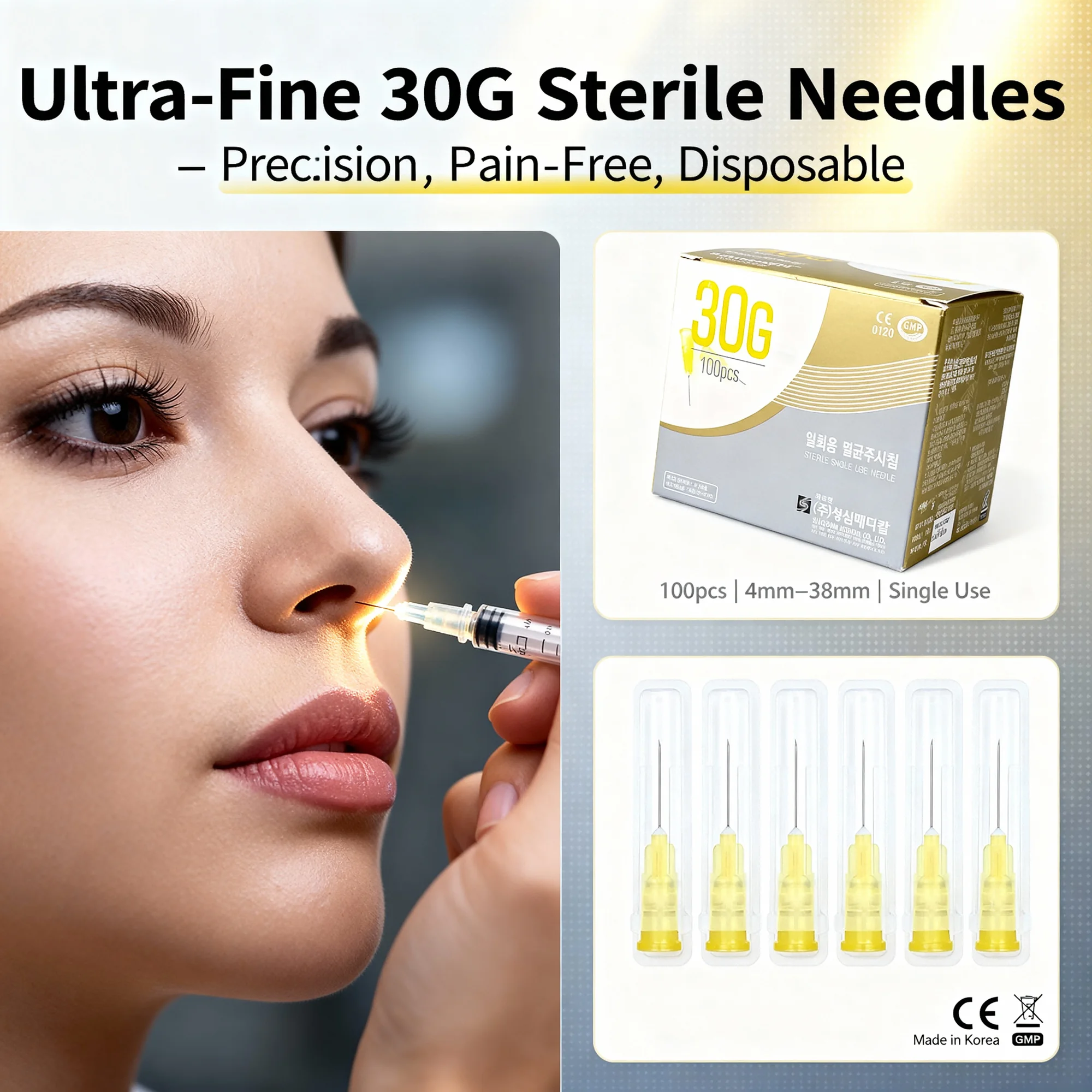 

100 шт./упаковка, 32G, 4 мм, 6 мм, 13 мм, безболезненные тонкие иглы-наконечники для ирригатора, инструмент для век, аксессуар для стоматологических шприцев