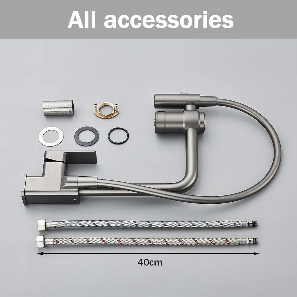 

Серый фильтр для воды, кухонный кран, черный выдвижной распылитель 2 в 1, латунный кран для питья, поворотный на 360 градусов смеситель для очистки