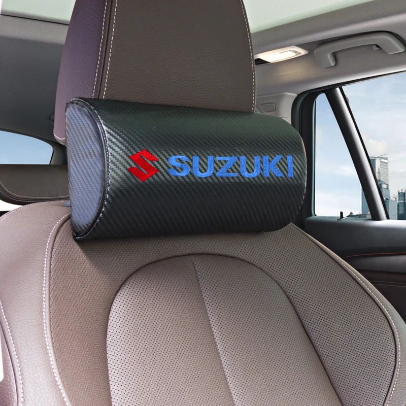 Car Neck Pillow Support Protector Carbon Fiber Headrest Back Cushion For Suzuki Grand Vitara Sx4 Swift Alto Jimny