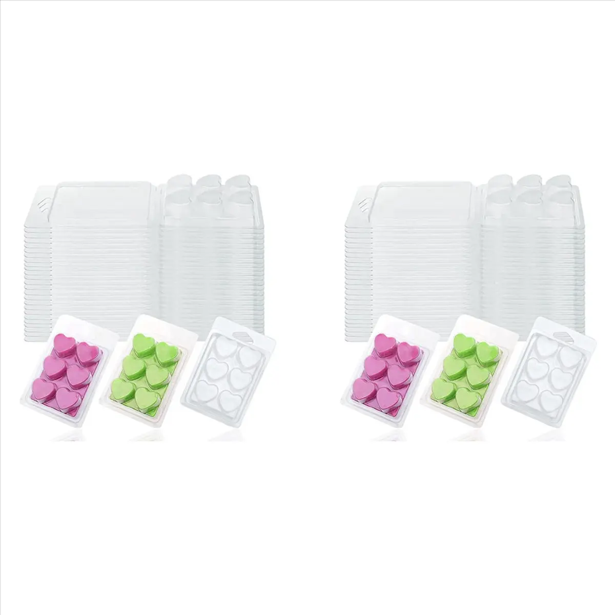 *HOPE 60 Packs Wax Melt Clamshells Molds,Wax Melt Clamshells Wax Melt Love Heart Tray Containers for Wickless Wax Melt Candles