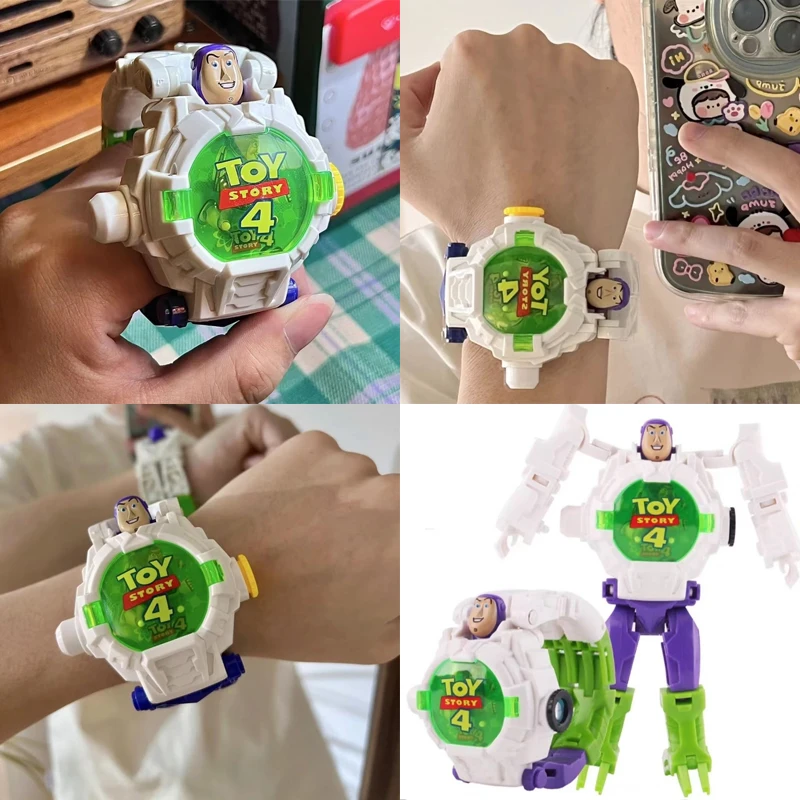 Nuevo reloj periférico de dibujos animados creativos de Disney Toy Story Buzz Lightyear, proyección electrónica para estudiantes transformada en regalos de Robot