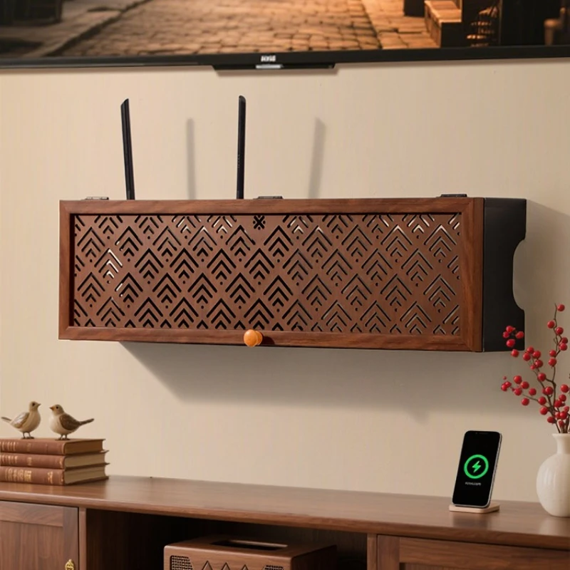 outer Storage Box Wooden Strong Signal Durable Simple Modern Cable Management Hide Modem Cover No Drilling for TV Stand