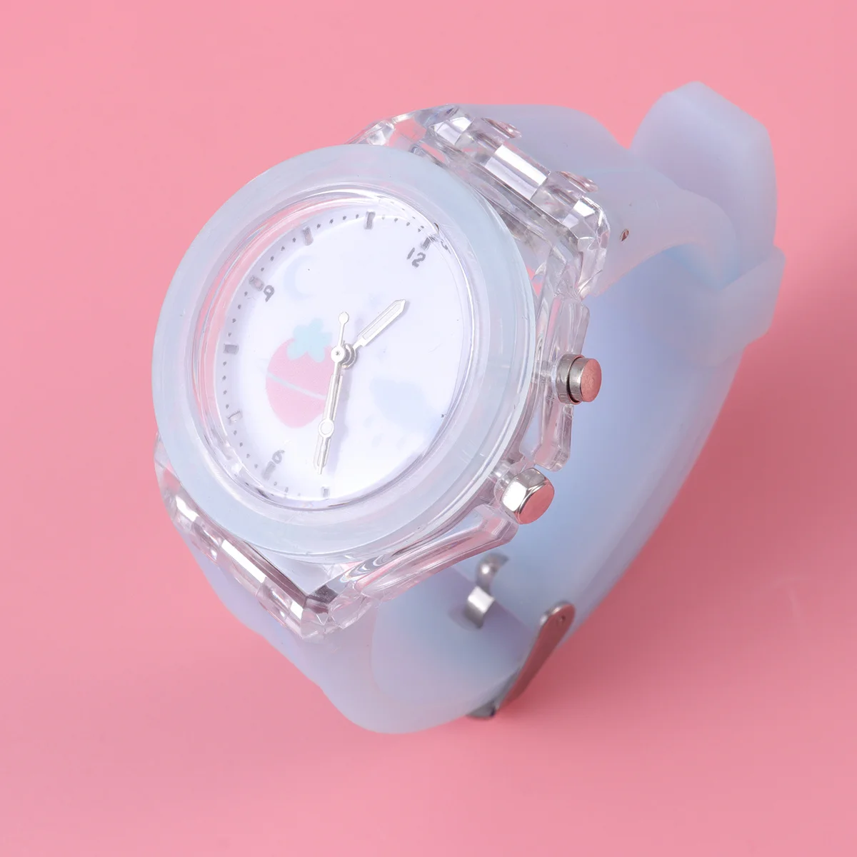 Orologio luminoso per bambini che si illumina al buio, cinturino luminoso a forma di cartone animato per bambini, design color caramello, comodo e sicuro