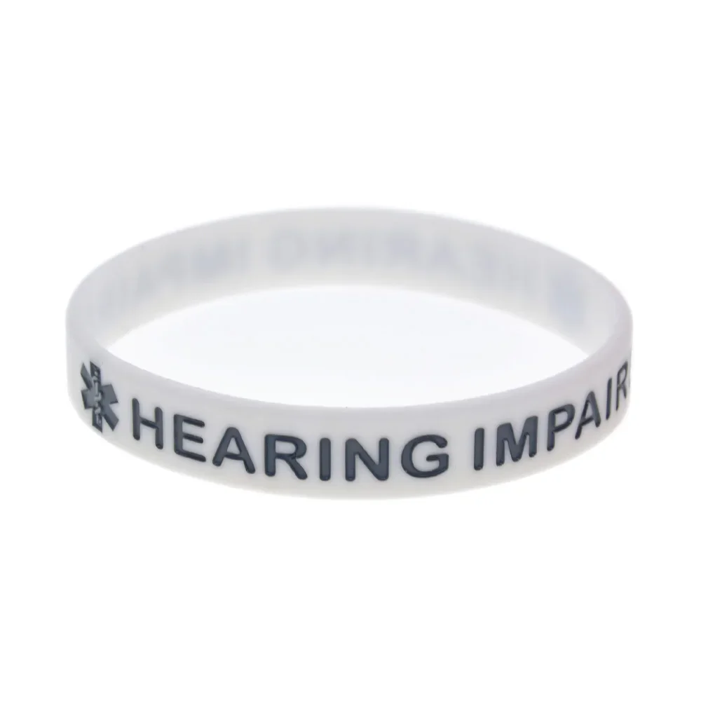 1 PC Alert Hearing Impaired Silicone Wristband Adult Size Bangle