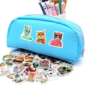 Funny cartoon cat stickers for kids, decal toy, guitar stationery, phone, bicycle, laptop, luggage, car, adhesive graffiti, beautiful, 100pcs Main Sales Cute Stickers - №1