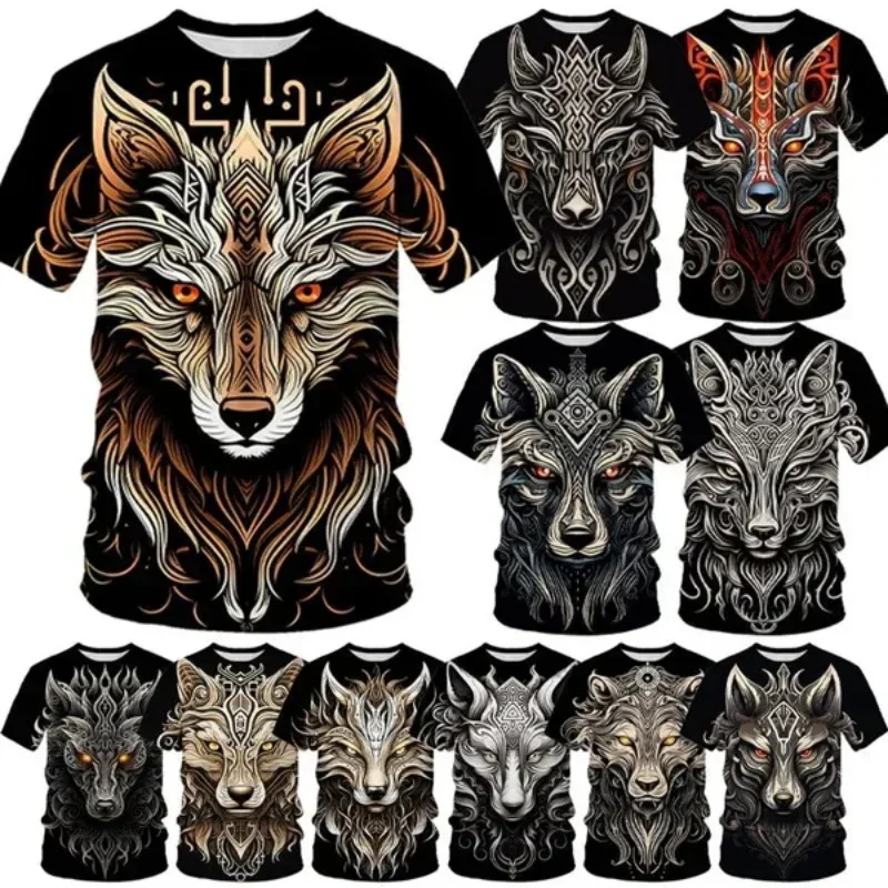 New Fashion Cool Viking Wolf 3D Print T-shirt Fashion Men Clothing Hip Hop Street Oversized T Shirt Casual Harajuku Tops Tees