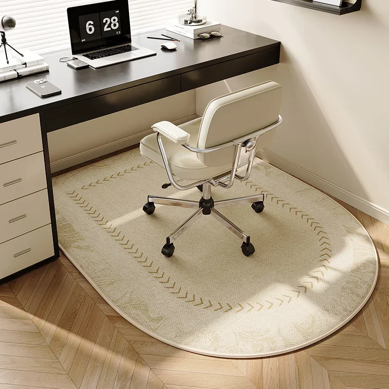 Chair Mat Non-Slip Rounded Floor Mat for Study Desk Carpet Computer Table Bedroom Living Room Table Chairs Round Rug TPR Bottom