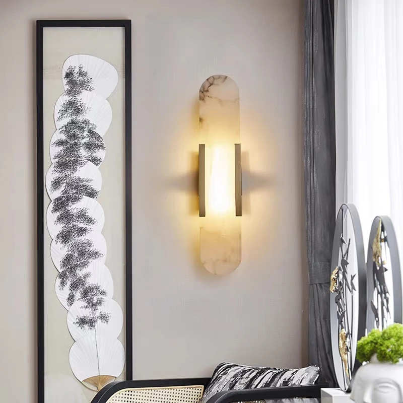 

Modern High-End Marble Bedroom Bedside Lamps Living Room Nordic Wall Lighting Elegant Room Decor Marble Interior Wall Led Lights